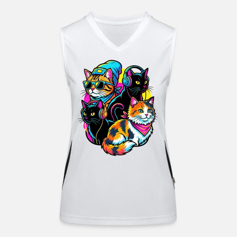 Neon Cats DJ Quartet Women's Functional Contrast Tank Top