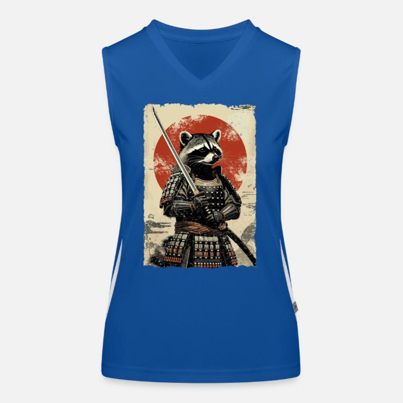 Samurai Waschbär Japanisches Ukiyo-e-Racoon Retro  Funktionelles Kontrast-Tank Top für Frauen