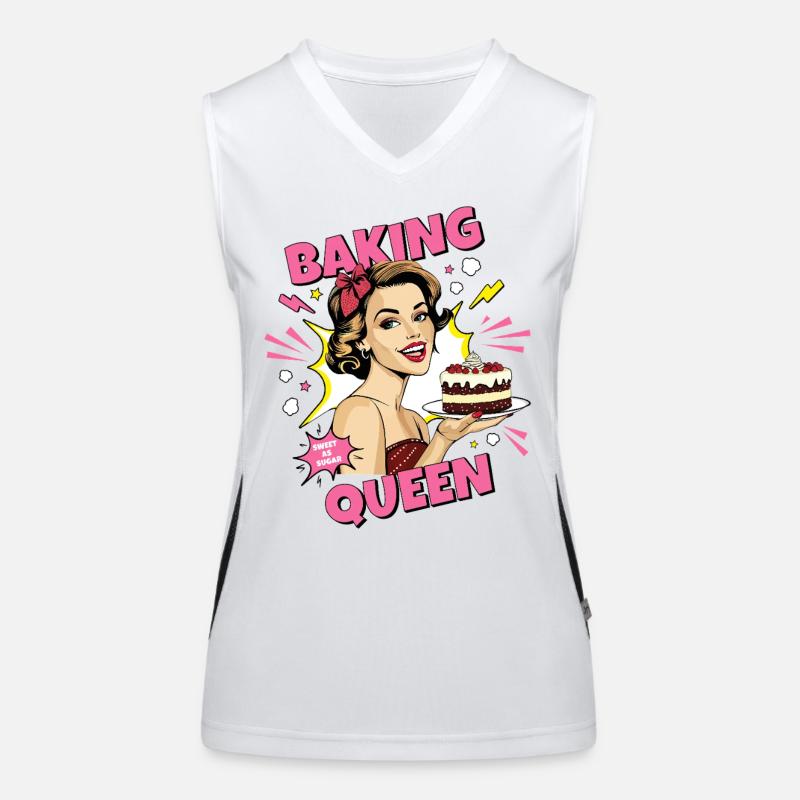 Backen Torte Backkönigin Backfee Bäckerin Pop Art Funktionelles Kontrast-Tank Top für Frauen