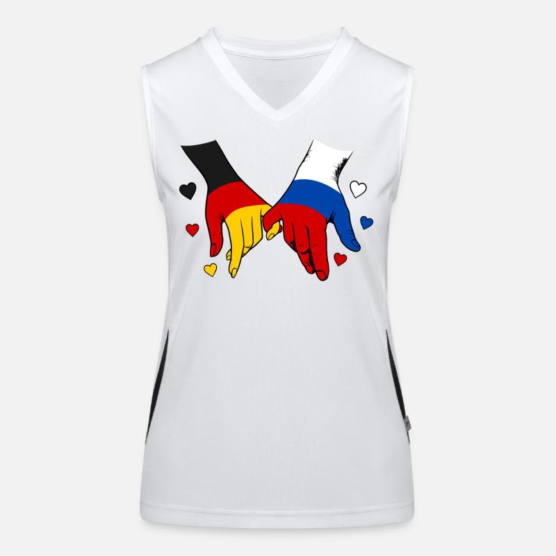 Germany Russia Flag Holding Hands Women's Functional Contrast Tank Top