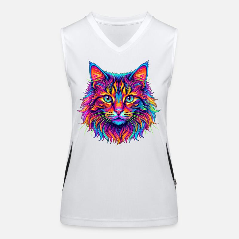 Neon Katzenkopf Farbexplosion Funktionelles Kontrast-Tank Top für Frauen