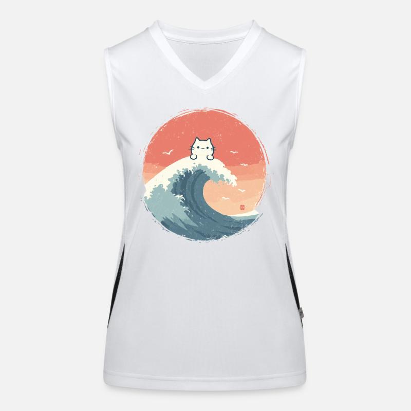 Katzenwelle am Abendmeer Funktionelles Kontrast-Tank Top für Frauen