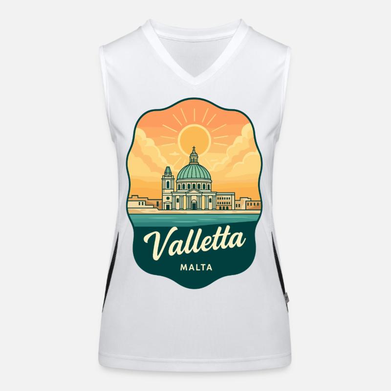 Valletta Malta Retro Sunset Reiseabzeichen Funktionelles Kontrast-Tank Top für Frauen