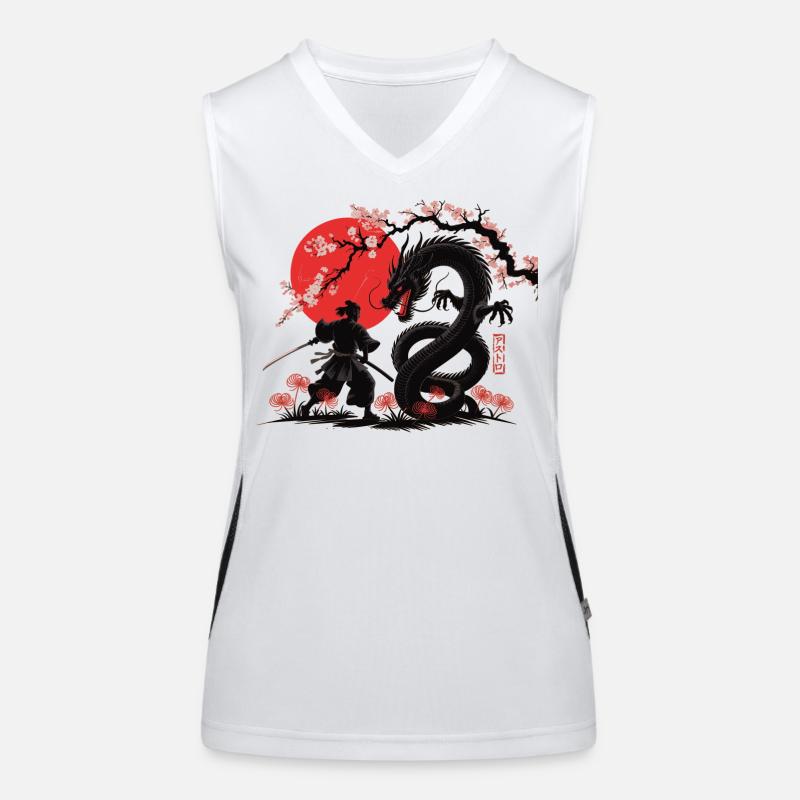 Samurai vs Drache Shirt Drachenkampf Funktionelles Kontrast-Tank Top für Frauen