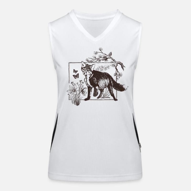 Forest fox in a floral frame Women's Functional Contrast Tank Top