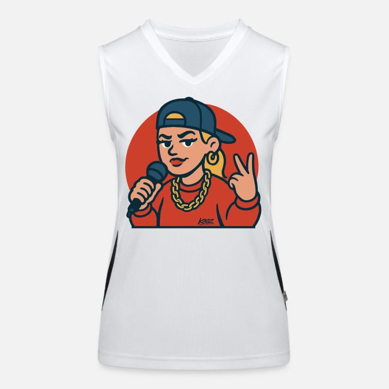 Rap-Diva mit Mikrofon Funktionelles Kontrast-Tank Top für Frauen
