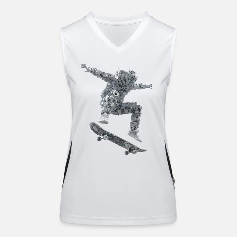Skateboard Robot - Women's Functional Contrast Tank Top - white/black