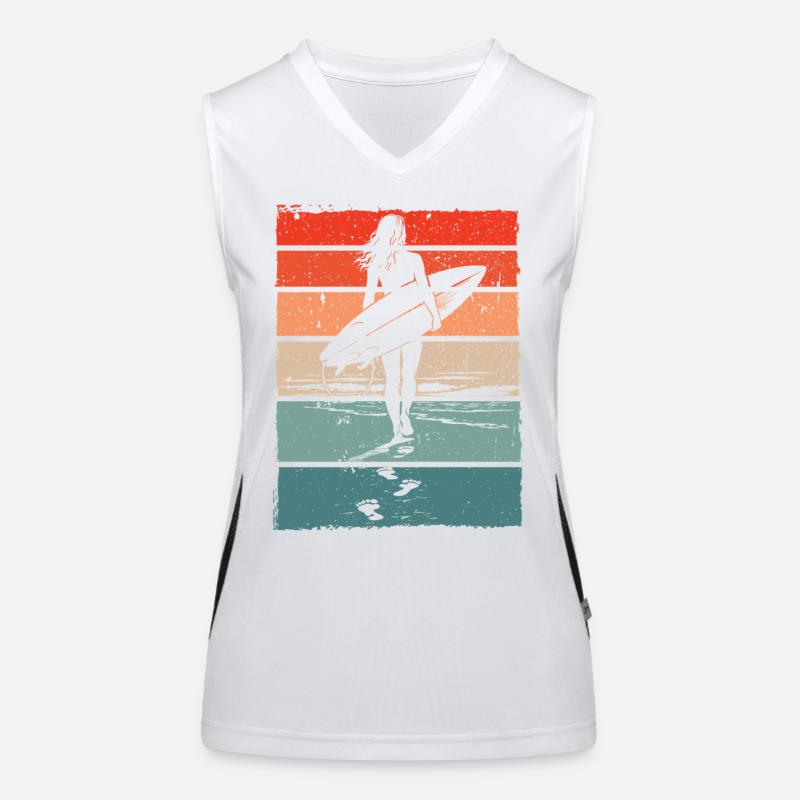 Surfer Retro Vintage Sunset Beach Débardeur respirant contrasté Femme