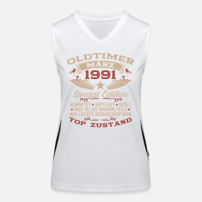 35. Geburtstag Geschenk Mann Oldtimer März 1991 Funktionelles Kontrast-Tank Top für Frauen