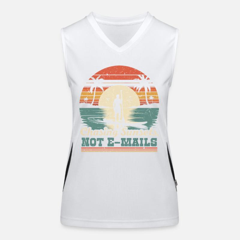 Stand Up Paddle Chasing Sunsets Funktionelles Kontrast-Tank Top für Frauen