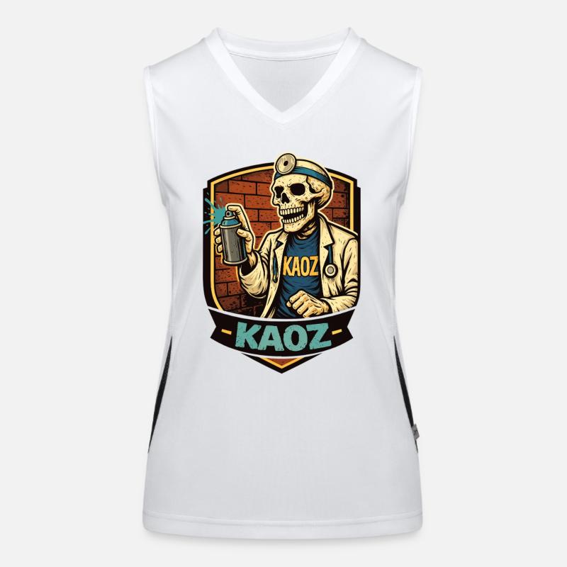 Skelett-Medic-Graffiti-Schild Funktionelles Kontrast-Tank Top für Frauen