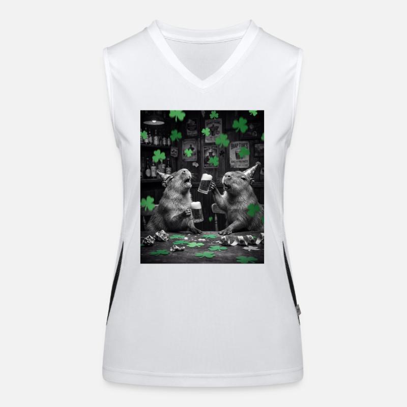St Patrick Capybara Toast im Pub Funktionelles Kontrast-Tank Top für Frauen