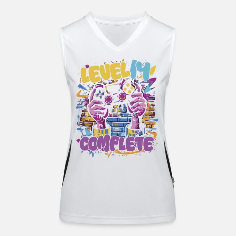 Level 14 Complete Gaming Graffiti Funktionelles Kontrast-Tank Top für Frauen