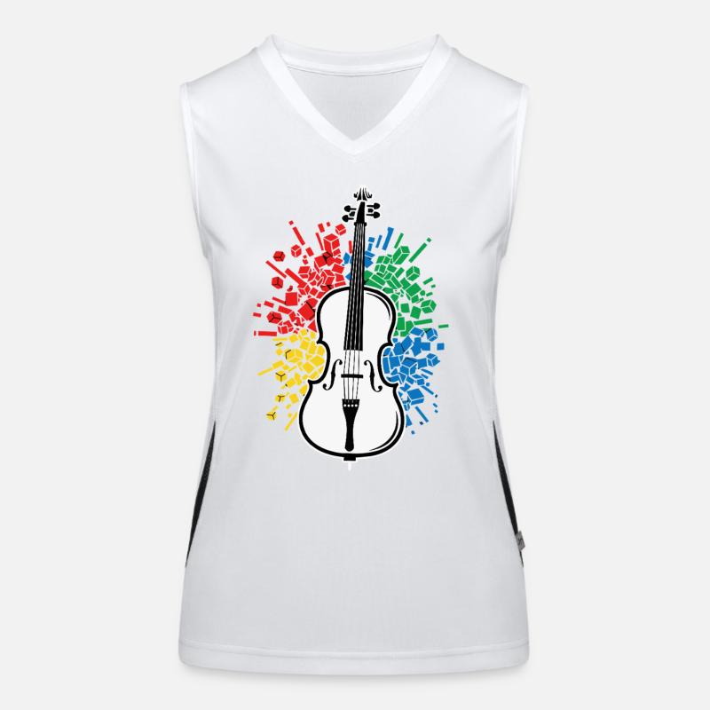 Cello Player Music Abstract Women's Functional Contrast Tank Top