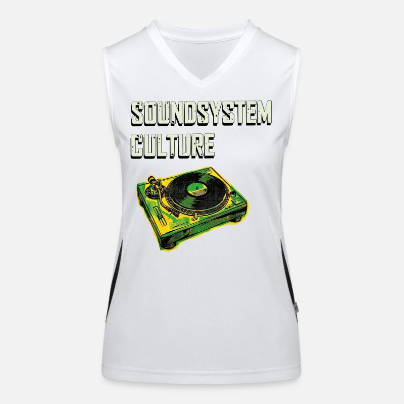 Soundsystem Culture Turntable Dub Reggae Top sportivo da donna in contrasto cromatico