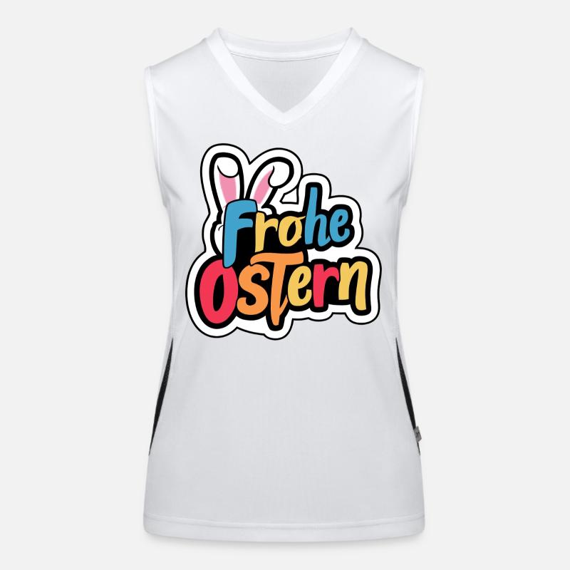 Frohe Ostern Hase Funktionelles Kontrast-Tank Top für Frauen