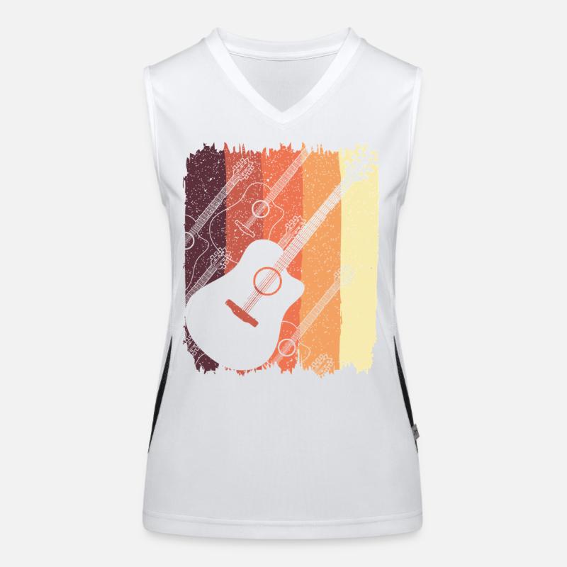 Acoustic Guitar on Sunset Stripes Women's Functional Contrast Tank Top