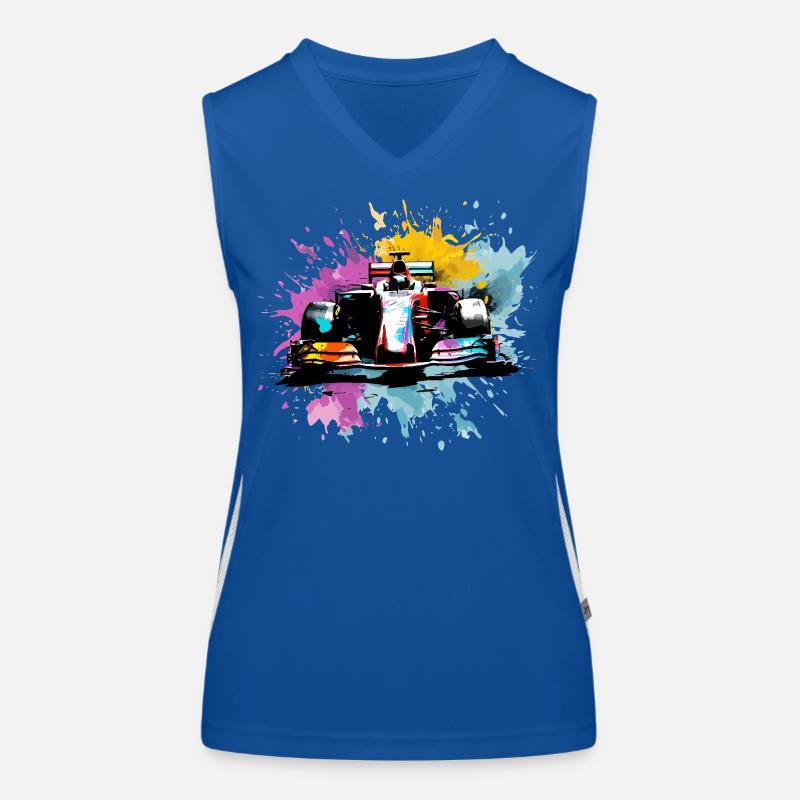 Splash Art coloré Rush Course Car Driver Racing Racing Débardeur respirant contrasté Femme