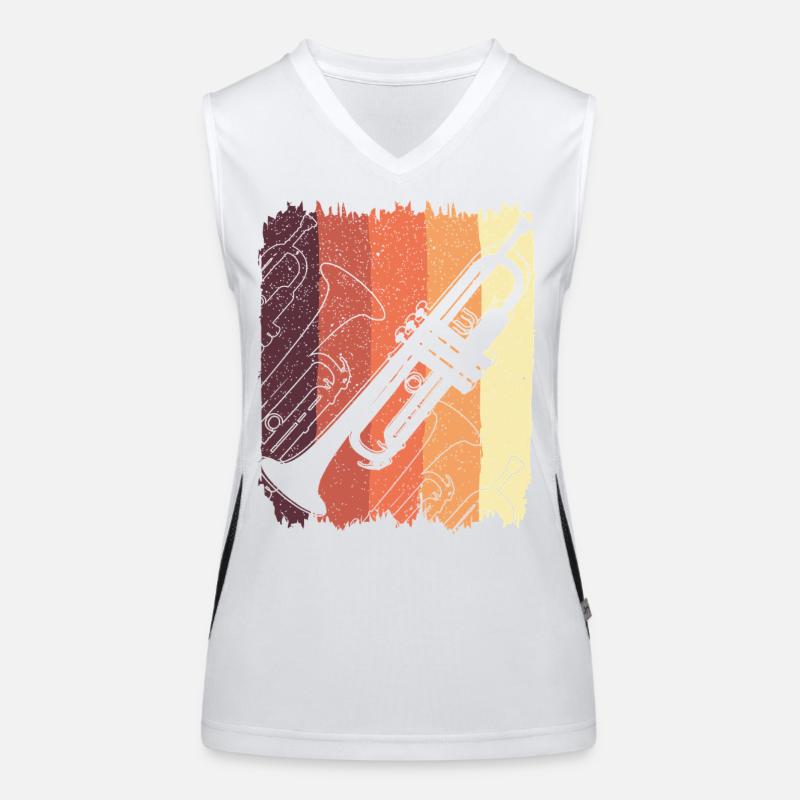 Trompetengraffiti auf Sunset Stripes Funktionelles Kontrast-Tank Top für Frauen