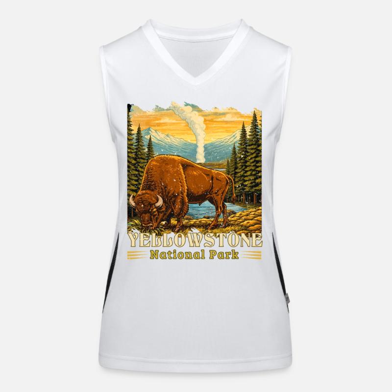 Camping de bisons du parc national de Yellowstone Débardeur respirant contrasté Femme