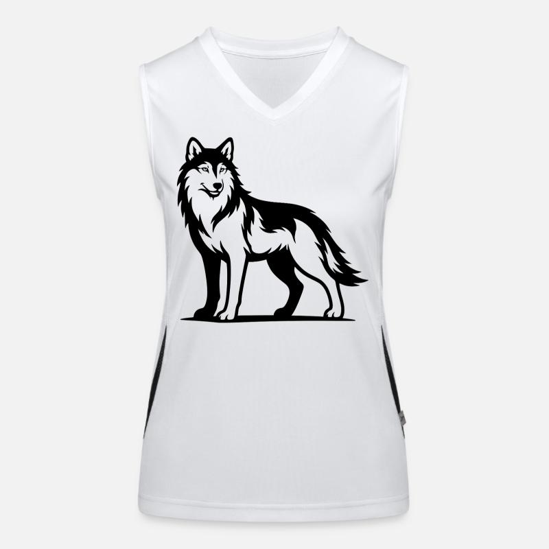 Wolf Portrait schwarz Funktionelles Kontrast-Tank Top für Frauen