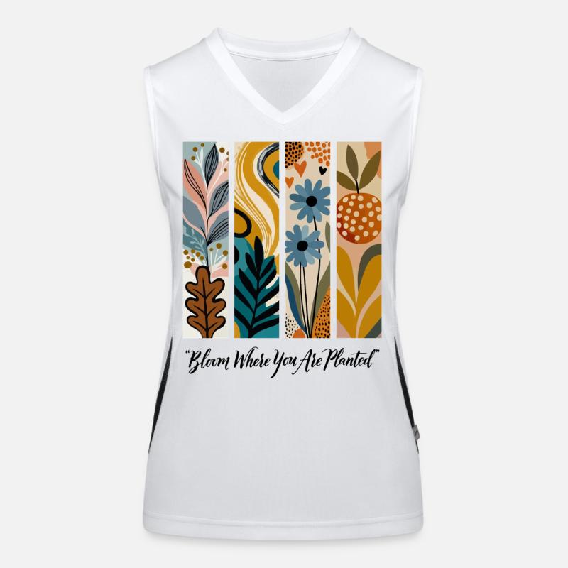 Blühende Botanische Panel-Collage Funktionelles Kontrast-Tank Top für Frauen