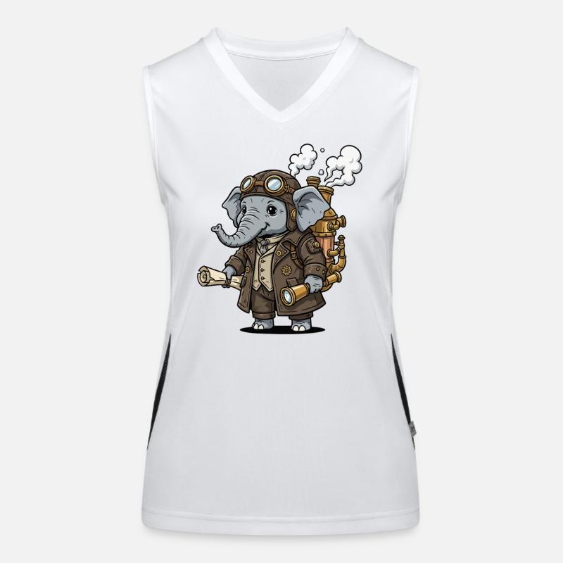 Éléphant Explorateur Steampunk Vapeur Rétro Débardeur respirant contrasté Femme