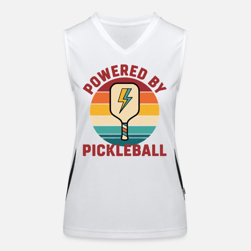 Pickleball Funny Player Powered By Pickleball Women's Functional Contrast Tank Top