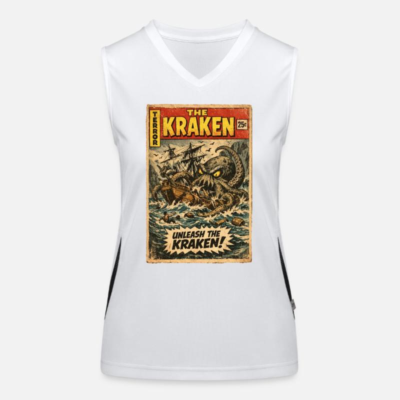 Kraken Sea Monster Vintage Comic Women's Functional Contrast Tank Top