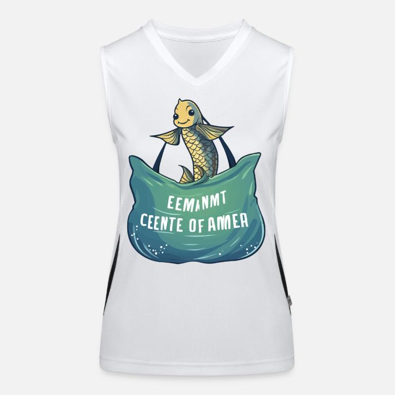 Poisson de mer joyeux avec bannière de vagues Débardeur respirant contrasté Femme