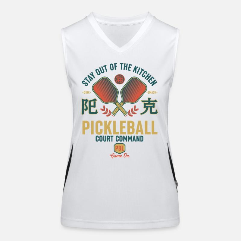 Pickleball Lustiger Spieler, Küchen Feldkommando Funktionelles Kontrast-Tank Top für Frauen