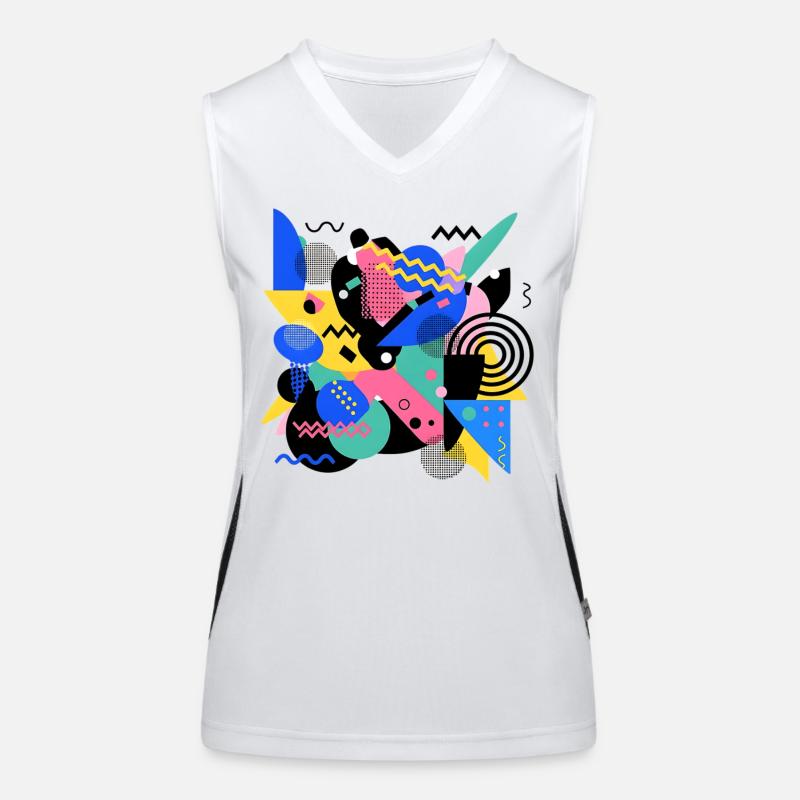 Memphis Style Pattern Retro 80s Geometry Abstract Women's Functional Contrast Tank Top