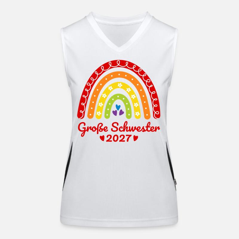 Große Schwester 2027 Boho Regenbogen bunt Funktionelles Kontrast-Tank Top für Frauen