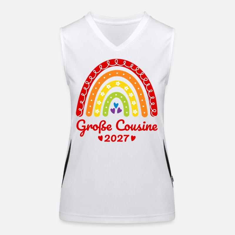 Große Cousine 2027 Boho Regenbogen bunt Funktionelles Kontrast-Tank Top für Frauen