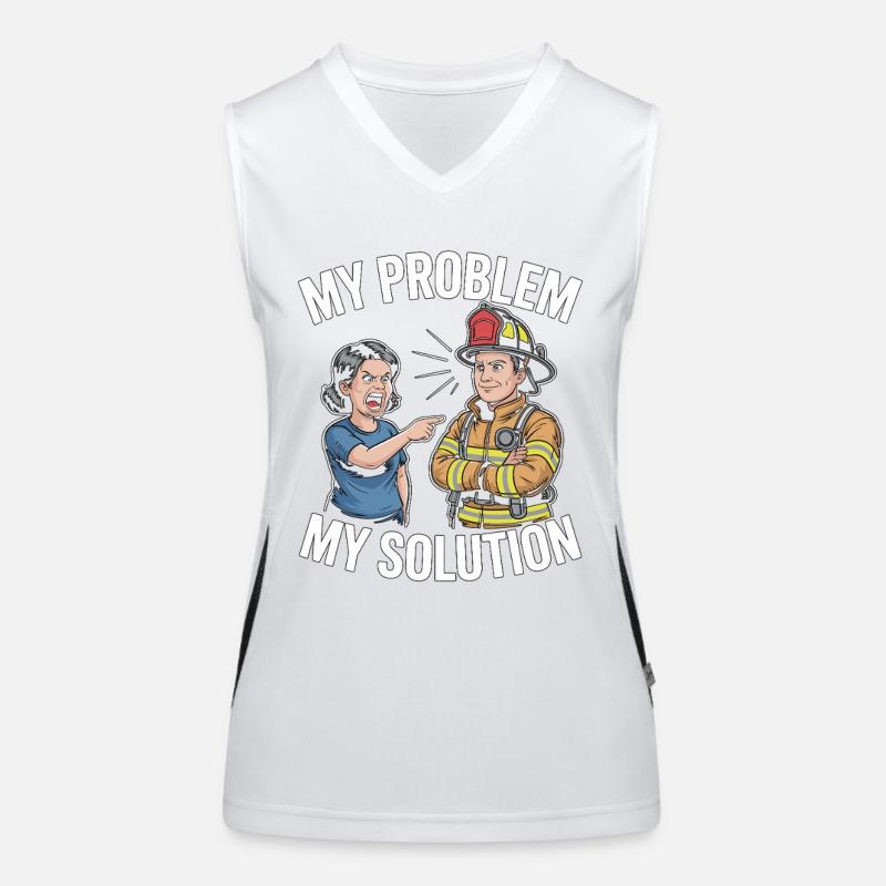 Fire Lieutenant My Problem My Pictogram Dad Mom Women's Functional Contrast Tank Top