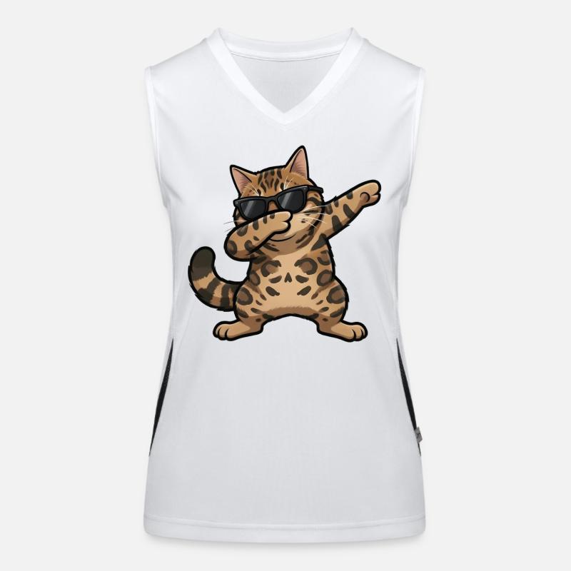 Dabbing Bengal Katze Funktionelles Kontrast-Tank Top für Frauen