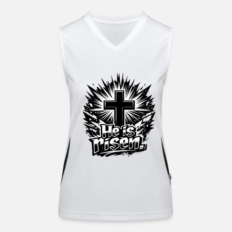 He is risen Funktionelles Kontrast-Tank Top für Frauen