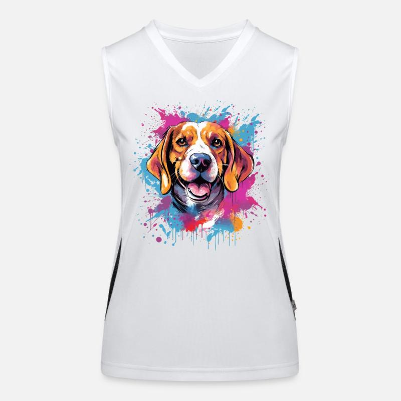 Chien coloré Beagle Splash Art Débardeur respirant contrasté Femme