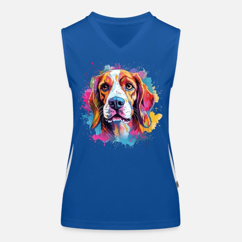 Farbenfroher Hunde-Splash-Art-Beagle Funktionelles Kontrast-Tank Top für Frauen