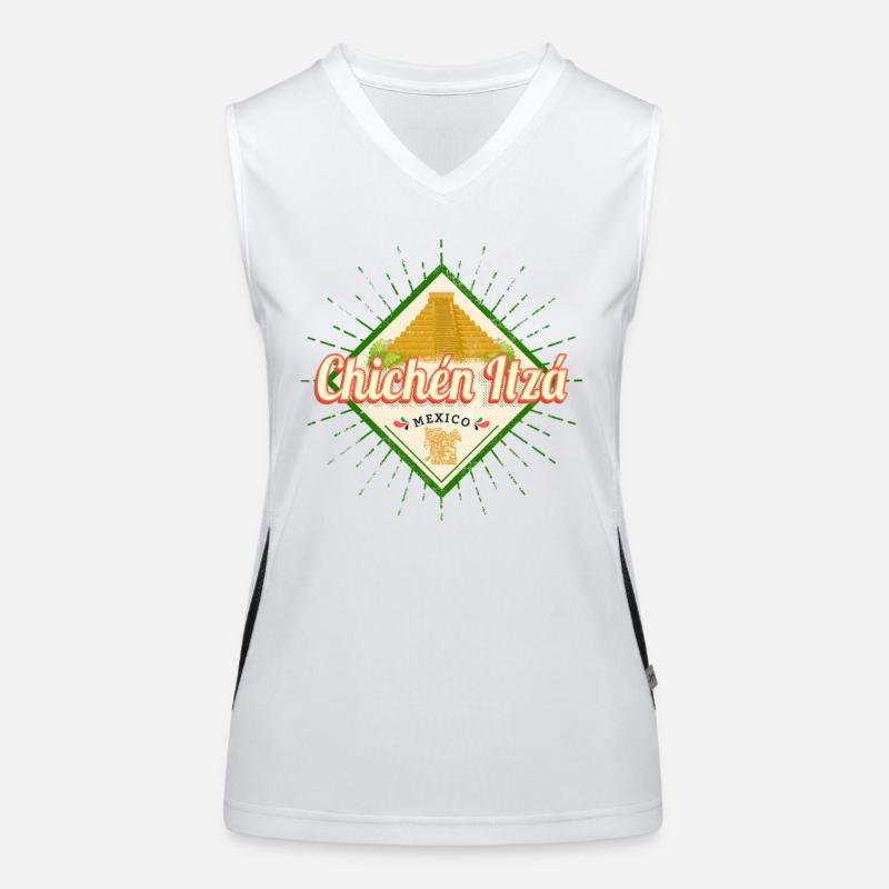 Chichen Itza in Mexiko Retro Maya Yucatan Souvenir Funktionelles Kontrast-Tank Top für Frauen