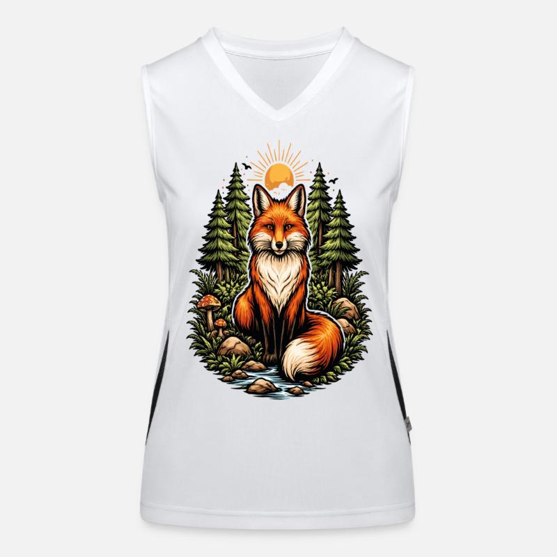 Fuchs im Wald bei Sonnenaufgang Funktionelles Kontrast-Tank Top für Frauen