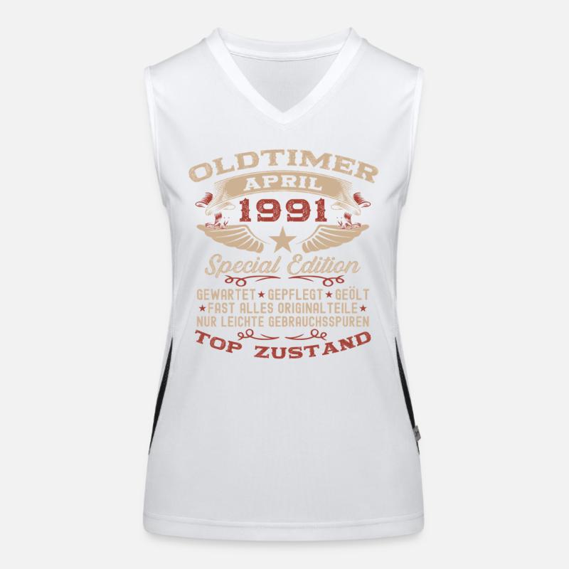 35. Geburtstag Geschenk Mann Oldtimer April 1991 Funktionelles Kontrast-Tank Top für Frauen