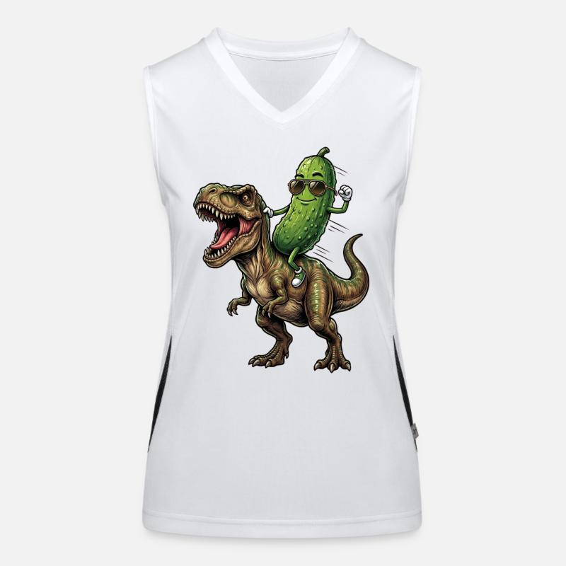Sour cucumber rides dinosaur Women's Functional Contrast Tank Top