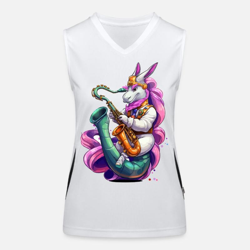 Sparkling Unicorn Saxophone Women's Functional Contrast Tank Top