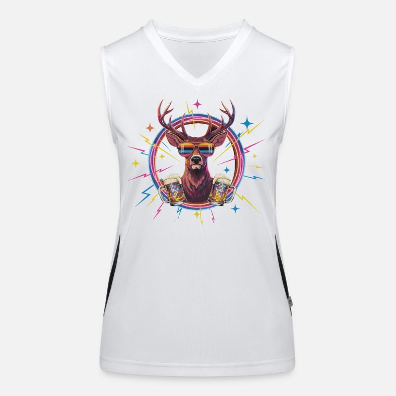 Retro Hirsch Disco Bier Funktionelles Kontrast-Tank Top für Frauen