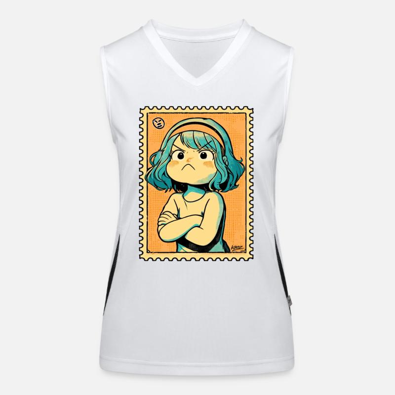 Defiant Teal-Haired Stamp Art Women's Functional Contrast Tank Top