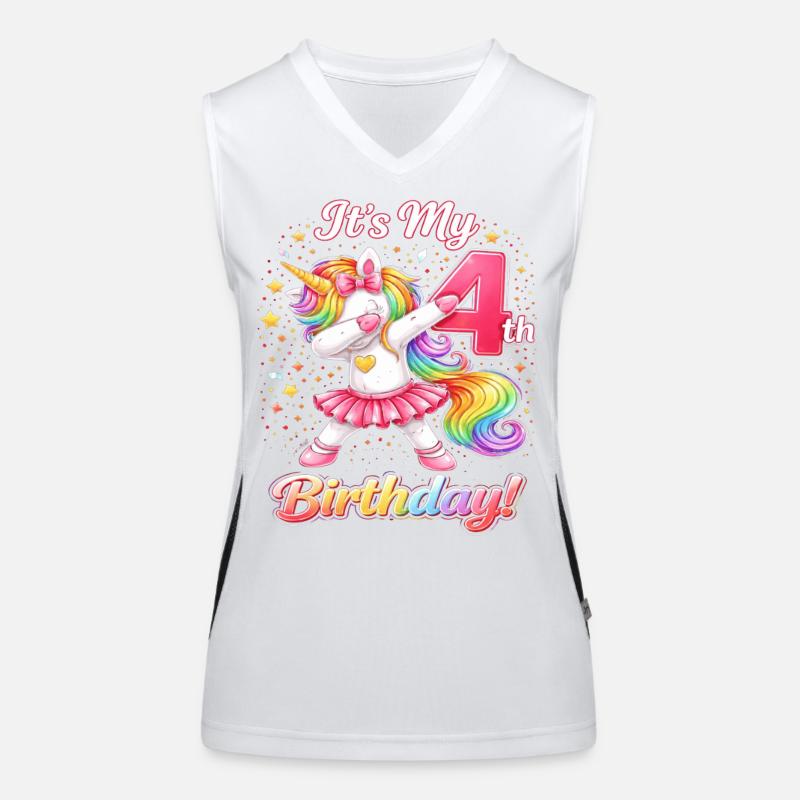 Mein 4. Geburtstag Einhorn Funktionelles Kontrast-Tank Top für Frauen