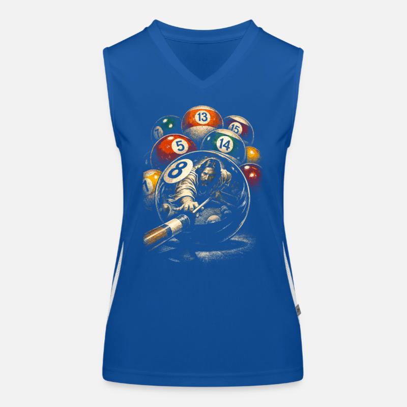8-Ball Billard Jesus Funktionelles Kontrast-Tank Top für Frauen