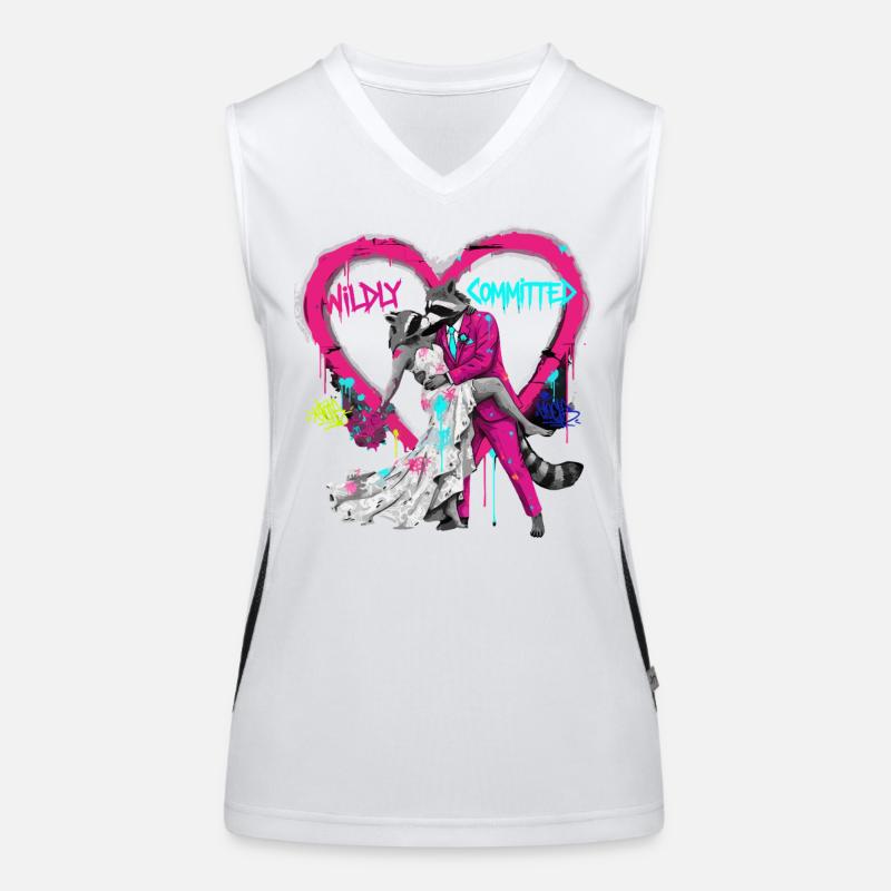 Wildly Committed Waschbär Hochzeit Funktionelles Kontrast-Tank Top für Frauen