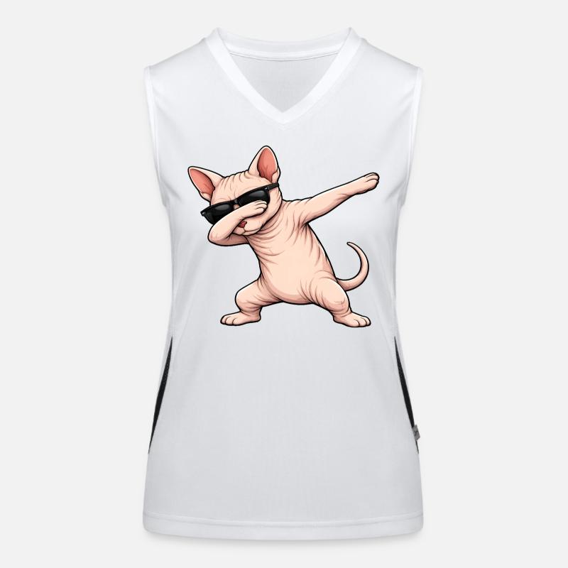 Dabbing Sphynx Katze Funktionelles Kontrast-Tank Top für Frauen